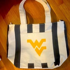WVU Flying WV canvas zipper top tote with handles